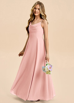 Azazie Gia Junior Rosette A-Line Pleated Chiffon Dress image3