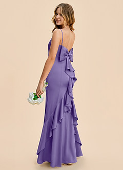 Azazie Lioren Junior Tahiti Sheath Bow Stretch Satin Dress image3