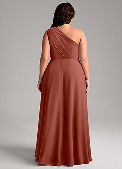 Azazie Phaedra Vestidos de damas de honor Vestido de Castaño de Gasa de Corte en A con Hombro unilateral image8