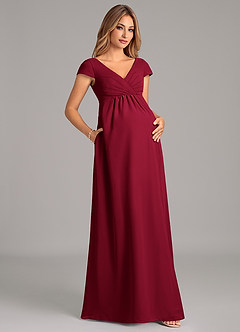 Azazie Allessia Abiti da damigella d'onore premaman Abito A-Line Plissettato Chiffon Floor-Length image4