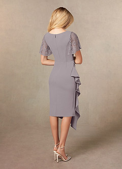 Azazie Eloise Mother of the Bride Dresses Dusk Sheath Pleated Stretch Crepe Dress image2