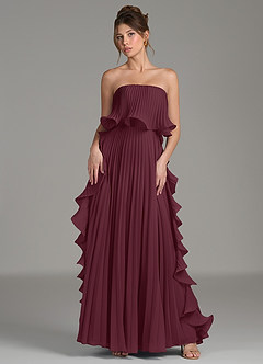 Azazie Alexia Bridesmaid Dresses Cabernet A-Line Ruched Chiffon Dress image1