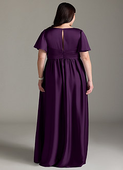 Azazie Verna Maternity Bridesmaid Dresses A-Line Ruched Stretch Satin Floor-Length Dress image11
