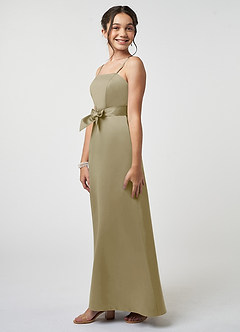 Azazie Anina Junior Robe Trapèze en Satin extensible Arc Vert Mousse image4