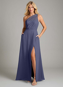 Azazie Phaedra Bridesmaid Dresses Stormy A-Line One Shoulder Chiffon Dress image3