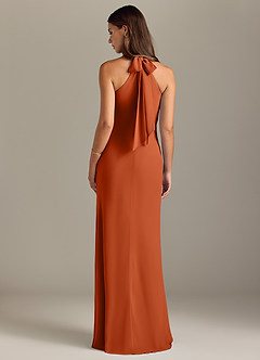 Azazie Doretta Bridesmaid Dresses Burnt Orange Mermaid Pleated Chiffon Dress image8