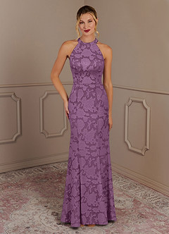 Azazie Tyra Final Sale Wisteria Mermaid Floral Burnout Dress image1