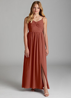 Azazie Zeya Junior Auburn A-Line Chiffon Dress image1