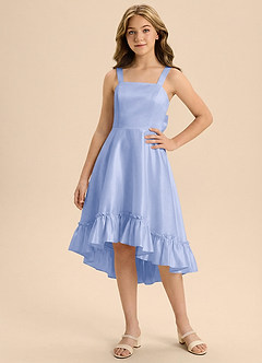 Azazie Bellina Junior Jurk van Stretch Satijn met A-Lijn Ruches Ijs image5