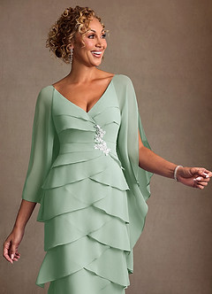 Azazie Arabinda Abiti per la Madre della Sposa Abito Tubino in Chiffon Increspato Agave image5