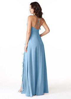 Azazie Tarni Bridesmaid Dresses Steel Blue A-Line Chiffon Dress image2