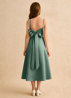 Azazie Jaella Girls Formal Flower Girl Dresses Eucalyptus A-Line Pleated Matte Satin Dress image1
