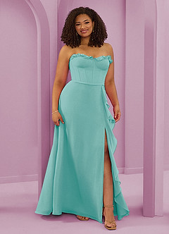 Barbie ♥ Azazie Bridesmaid Dresses Aqua A-Line Sweetheart Neckline Chiffon Dress image10