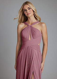 Azazie Hosanna Bridesmaid Dresses Vintage Mauve A-Line Pleated Chiffon Dress image4