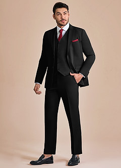 front James Black Structured Stretch 3-piece suit