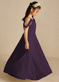 Azazie Chelle Flower Girl Dresses Plum A-Line Pleated Chiffon Dress image4