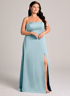 Azazie Wren Brudtärnklänningar Klä av A-Linje i Stretch Satin Axelbandslös Moody Blue Konvertibel image10