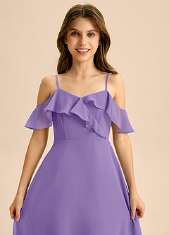 Azazie Kamilla Junior A-Linie Schulterfrei Chiffon Kleid Tahiti image7