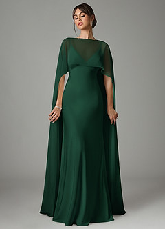 Azazie Stefania Brautjungfernkleider A-Linie Stretch-Satin Kleid Dunkelgrün image1