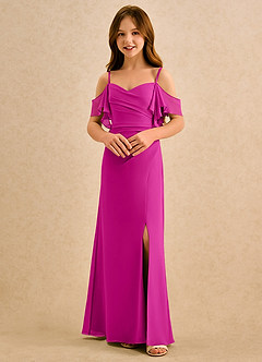 Azazie Pippy Girls Formal Flower Girl Dresses Fuchsia A-Line Sweetheart Neckline Chiffon Dress image4