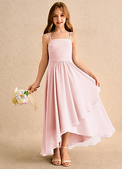 Azazie Twilight Dance Junior Formal Flower Girl Dresses Blushing Pink A-Line Pleated Chiffon Dress image1