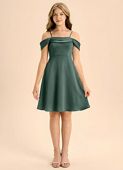 Azazie Anselie Junior Klä av A-Line i Stretch Satin Plisserad image3