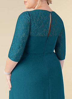 Azazie Leonine Mother of the Bride Dresses Ink Blue A-Line Scoop lace Chiffon Dress image13