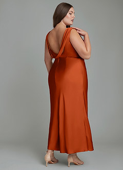 Azazie Kieryn Bridesmaid Dresses Paprika Mermaid Pleated Stretch Satin Dress image7