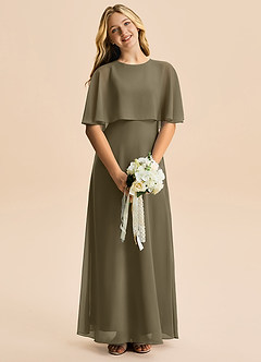 Azazie Maris Junior Linia A Szyfon Długość podłogi Młodsza druhna Sukienka image4