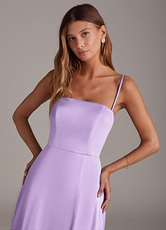 Azazie Wren Bridesmaid Dresses Lilac A-Line Strapless Stretch Satin Convertible Dress image2