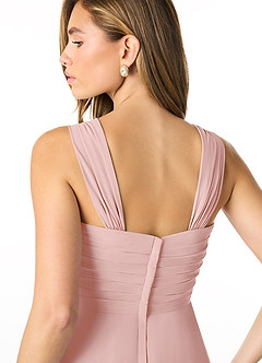 Azazie Kaitlynn Vestidos de madrinha de casamento Vestido Pó Rosa de Chiffon de Império com Ruched image7