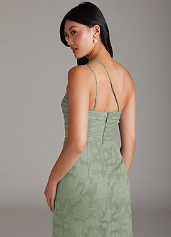 Azazie Eren Bridesmaid Dresses Agave Sheath One Shoulder Floral Burnout Dress image6