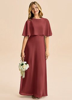 Azazie Maris Junior A-Linie Chiffon Kleid Terrakotta image5