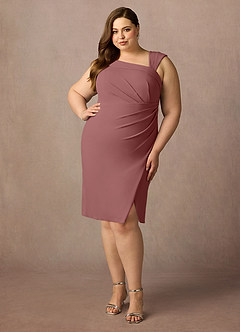 Azazie Cecily Mother of the Bride Dresses Desert Rose Sheath Stretch Crepe Dress image6