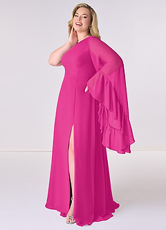 Barbie ♥ Azazie Jurken voor bruidsmeisjes Jurk van Chiffon met A-Lijn Lange mouw Barbie Roze image9