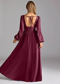 Azazie Norah Bridesmaid Dresses Mulberry A-Line Stretch Satin Dress image2