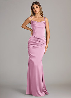 Azazie Sorrel Bridesmaid Dresses Candy Pink Mermaid Strapless Stretch Satin Convertible Dress image11