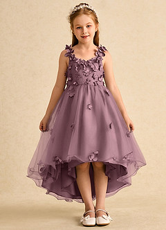 Azazie Tweety vestidos de niña de las flores Vestido de Malva Vintage de Tul de Corte En A con Encaje image3