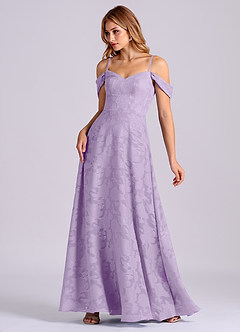 Azazie Marley Final Sale Lilac A-Line Off the Shoulder Floral Burnout Convertible Dress image3