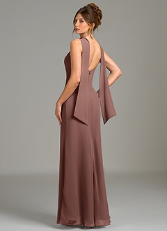 Azazie Cassiana Bridesmaid Dresses Espresso Mermaid Pleated Chiffon Dress image2