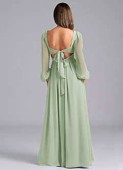Azazie Zeya Bridesmaid Dresses Dusty Sage A-Line Long Sleeve Chiffon Dress image2