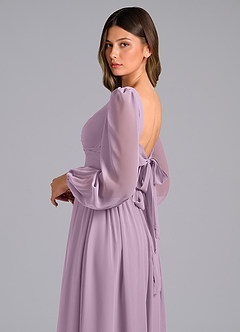 Azazie Zeya Bridesmaid Dresses Wisteria A-Line Long Sleeve Chiffon Dress image6