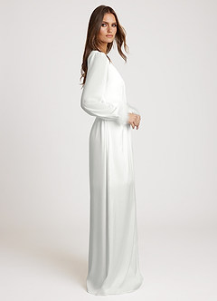 front Satijnen pyjama met mouwen van veren