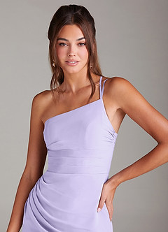 Azazie Eren Bridesmaid Dresses Lilac Sheath One Shoulder Chiffon Dress image6