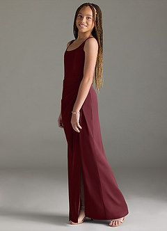 Azazie Mero Junior Cabernet Mermaid Pleated Stretch Satin Dress image4