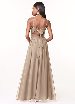 Azazie Zeya Bridesmaid Dresses Taupe A-Line V-Neck Pleated Chiffon Dress image3