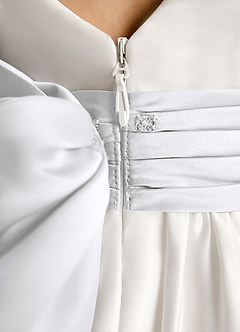 Azazie Sosie Flower Girl Dresses Ivory White A-Line Pleated Matte Satin Dress image6