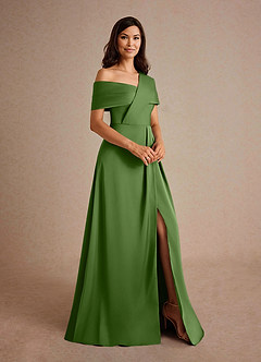 Azazie Milton Suknie dla Matki Panny Młodej Linia A Pofałdowany Satyna elastyczna Długość podłogi Sukienka image6