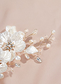 front White Floral And Pearl Crystal Hair Clip