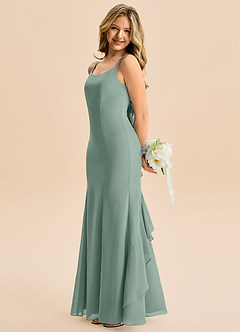 Azazie Lioren Junior Silver Sage Mermaid Bow Chiffon Dress image2